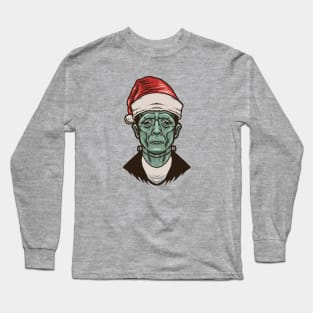 Christmas Frankenstein's Monster Illustration Long Sleeve T-Shirt